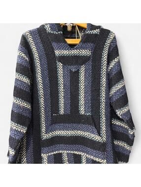 Blue Baja Hoodie Pullover – Striped Woven Sweater